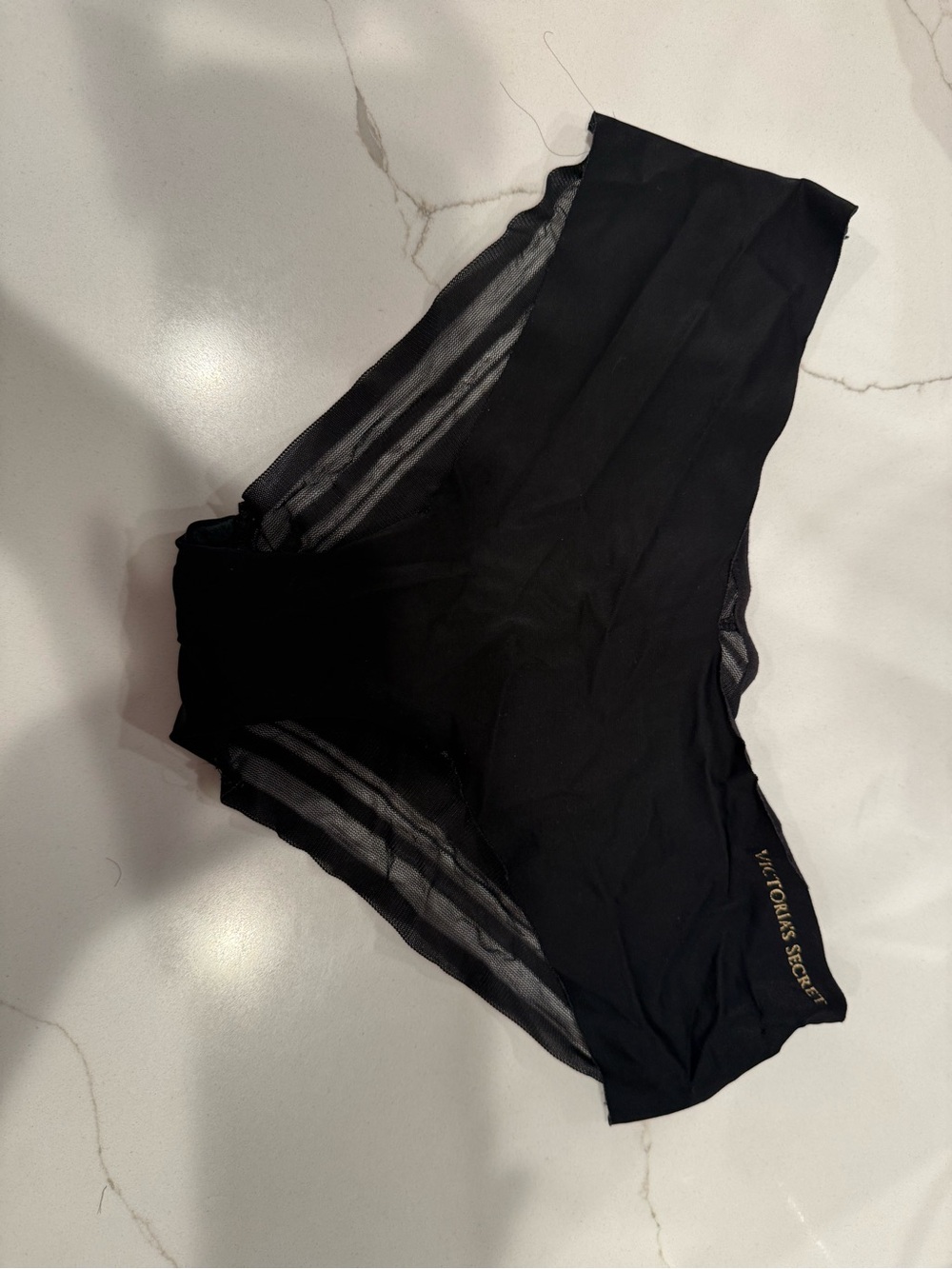 Victoria's Secret Black High-Waist Mesh Panel Shorts